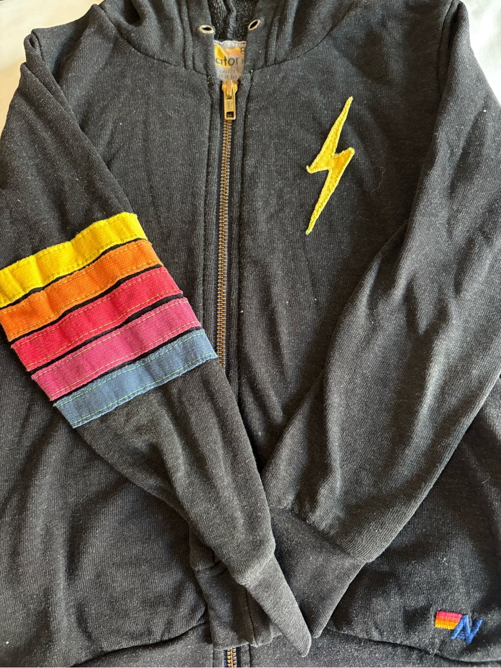 Aviator Nation Black Hoodie. Kids Size 8